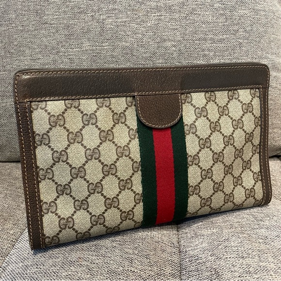 ♦️SOLD♦️GUCCI Ophidia Sherry Web GG monogram supreme Clutch - Picture 13 of 15